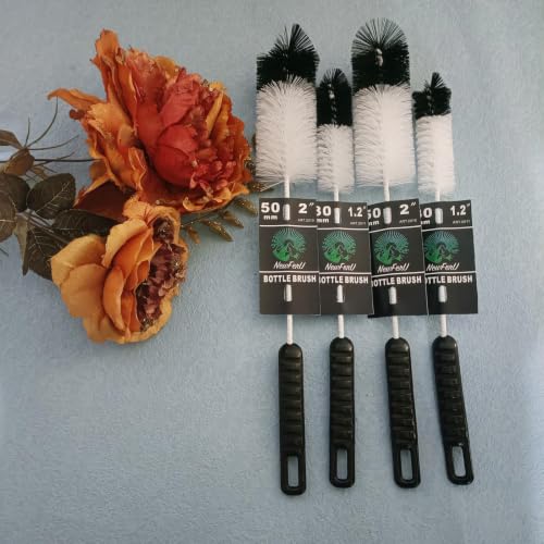 NewFerU Bottle Brushes Thin Long Handle X 4, Soft Nylon Slim Wire Set