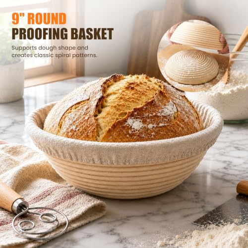 Parmedu Sourdough Starter Kit Bread Baking Supplies with Banneton Basket