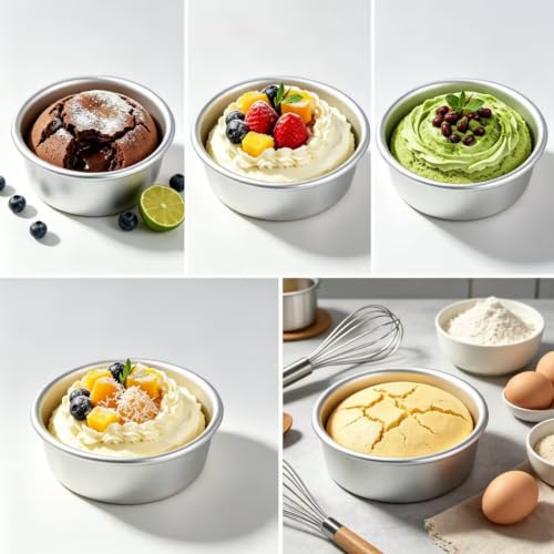 5-Pack 5 x 2 Inch Mini Round Cake Pans, Non-Stick Aluminum Bakeware Set
