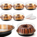 5 Set Disposable Cake Containers with Lids, Gold, for 10 Inch Cake - color: Gold, size: 4inx10in