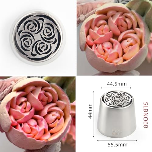 6 Pieces Stainless Steel Extra Large Russian Tulip Icing Tips Kit - color: SILVER SET14