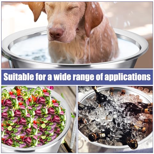 Nuogo 2 Pack Large Mixing Bowls 17 Quart Stainless Steel Flat Base