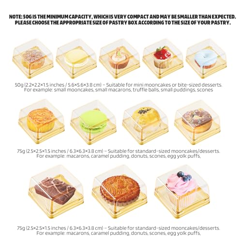 BenRan 75g Mooncake Box, 2.5 inch Mini Flan Containers - size: 2.5 inch