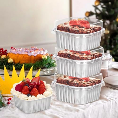 60Pack 5oz Silver Mini Cake Pans with Lids Baking Cups Aluminum Foil Pans Tins, Individual Dessert Cups Containers for Sales,Party,Picnics - color: Silver