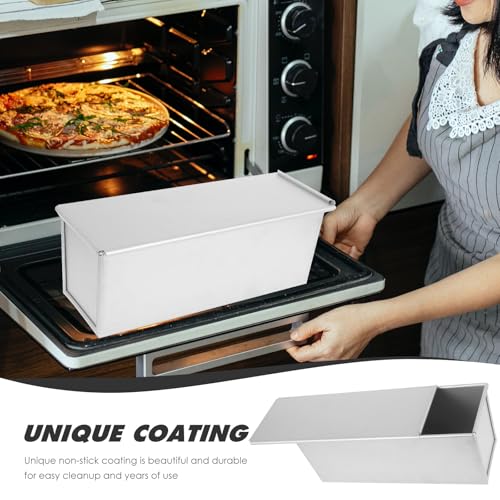 Luxshiny Loaf Pan with Lid Non-Stick Aluminum Plated Alloy Silver
