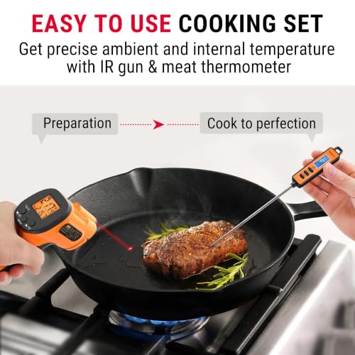 TempPro TempScan Infrared Thermometer Gun with Super Long Meat Probe