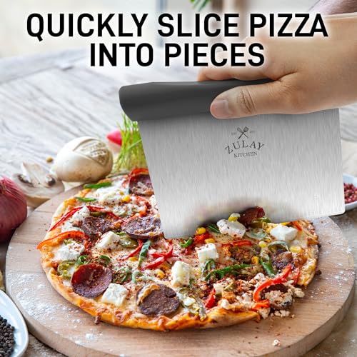 Zulay Premium Multi-purpose Stainless Steel Bench Scraper & Chopper, Easy to Read Etched Markings for Perfect Cuts, Quick & Easy Multi-use Dough Scraper, Dough Cutter & Pastry Scraper (Gray) - color: Gray, size: Bench Scraper