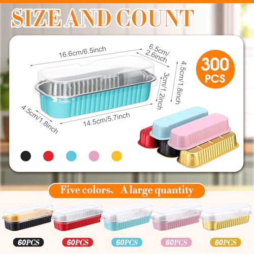 Qunclay 300 Pcs Mini Loaf Pans with Lids 6.8 oz Aluminum Foil, Multicolor - color: Multicolor