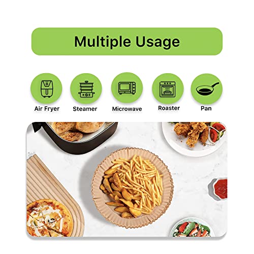 Air Fryer Liners Round, 100PCS for 2 to 5 Qt Air Fryer Disposable Paper Liner, 6.3 inch Unbleached Non-stick Oil-proof Parchment Paper - size: Round 6.3 IN