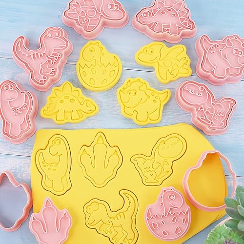 8Pcs Dinosaur Cookie Cutters Dino Egg Footprint Biscuit Molds for Kids - color: Dinosaur C