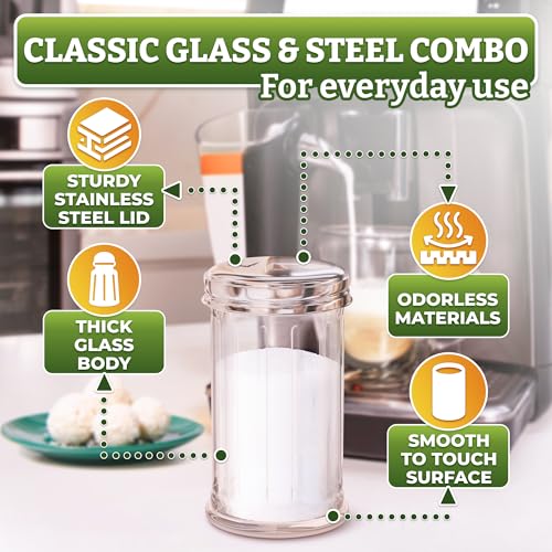 Set of 2 Glass Sugar Container for Sugar and Creamer Set 12 Oz - size: 2 Pcs 12 Oz