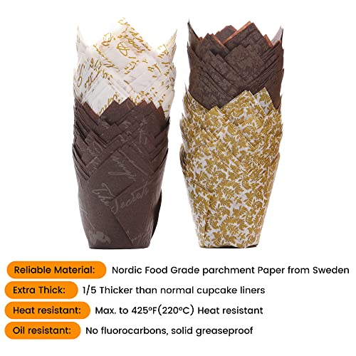Bake Choice 200pcs Standard Tulip Cupcake Liners with Four Fancy Designs