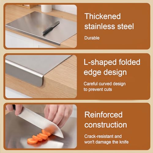 2026 NEW Stainless Steel Cutting Board With Lip, Non-Slip Dishwasher Safe, 304 Food Grade Stainless Steel Countertop Cutting Board for Kitchen Food Prep Meat Vegetables Baking (12"x16"(30 * 40cm)) - color: 12"x16"(30*40cm)