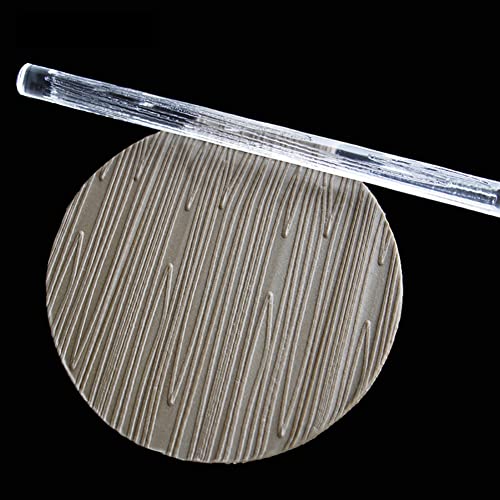 Patterned Acrylic Rolling Pin, Clear Lightweight Embossing Roller for Baking Fondant Compliant Food Safe Comfortable Grip 28 Patterns 6.3 x 0.4 In 1 Pc - size: 52006 wood grain