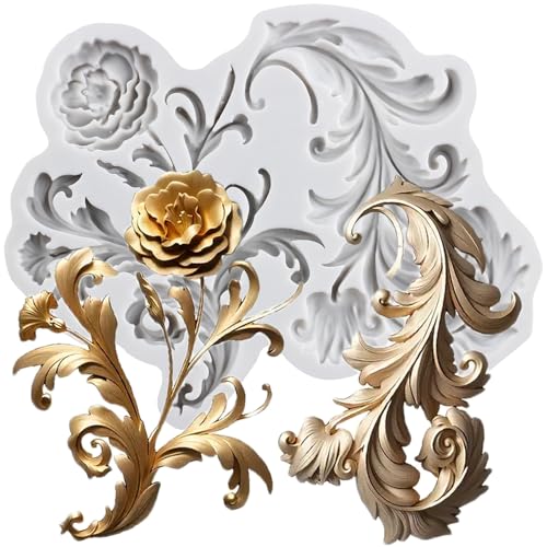 Lingzhi Baroque Fondant Mold Curlicues Relief Scroll Lace Silicone Molds - color: Style A