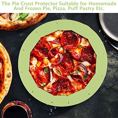 Heavy Duty Silicone Pie Crust Shield Edge Protector Fit 8-10.5 Inch Pie Pan - color: Green