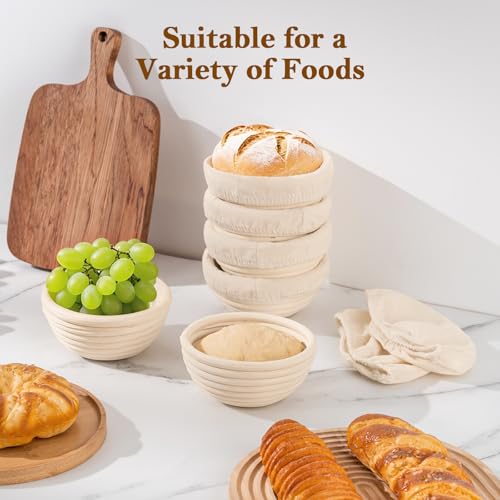 6 Pack 5 Inch Mini Banneton Bread Proofing Baskets, Small Sourdough Bread Baking Supplies for Artisan Bread Baking, Dough Rising - size: 5"Round Basket-6 PCS