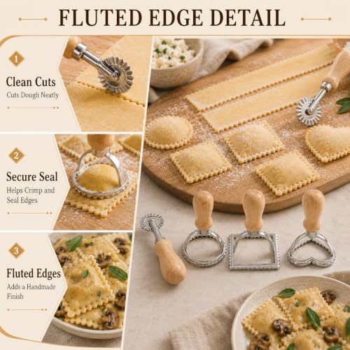 4Pack Ravioli Stamp and Ravioli Cutter, Pasta Cutter for Dumplings