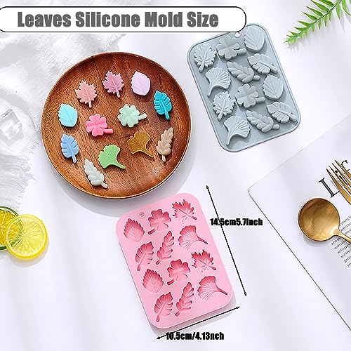 Fall Leaf Chocolate Candy Fondant Silicone Mold, 12 Hole 3D Brain Shape Mold，DIY Cookies Candy Gummy Chocolate Mold Ice Cream Tray for Holiday Party Thanksgiving Day(2 Pack) - color: Fall Leaves
