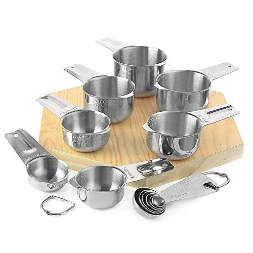 Laxinis World Stainless Steel Measuring Cups and Spoons Set, 13-Piece