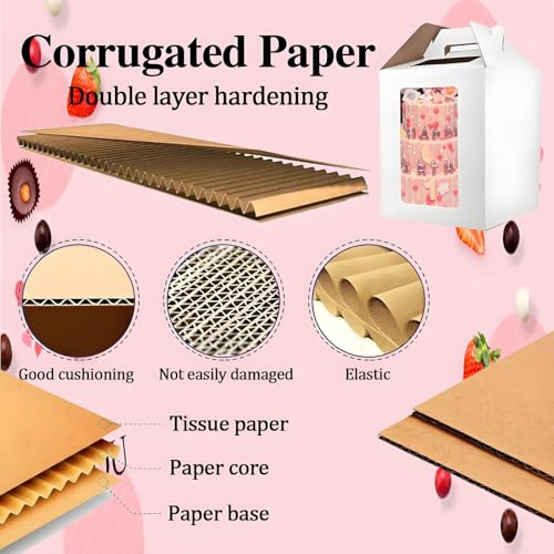 Cake Boxes - 2 Pack Tall Cake Box 12x12x14 Inch, Windows - color: 12X12X14-White