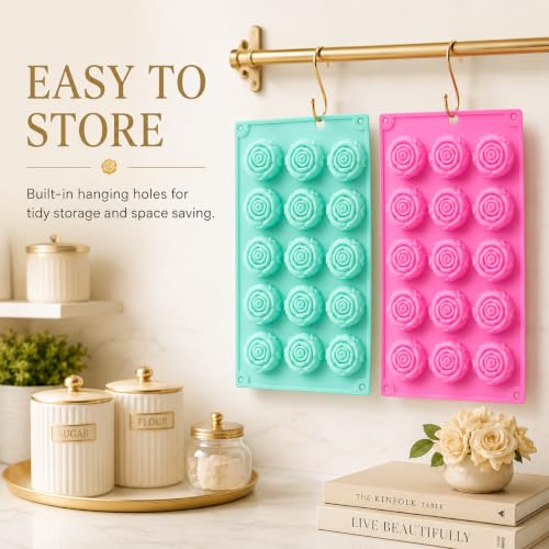 2 Pcs 20 Cavity Rose Silicone Molds - color: Small Rose 2Pcs