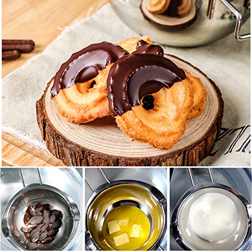 Double Boiler Stainless Steel Pot for Melting Chocolate, Candy and Candle Making (18/8 Steel, 2 Cup Capacity, 480ML) - size: 480ML