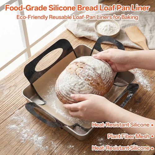 Qianyu 2 Pcs Silicone Bread Loaf Pan Liners Reusable Bread Baking Mat