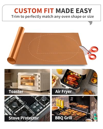 3 Pack Oven Liners for Bottom of Oven, 17x25" Large Heavy Duty Non-Stick Reusable Oven Mat for Electric, Gas, Toaster & Convection Ovens - BPA & PFOA Free, Dishwasher Safe, Kitchen Essentials, Copper - color: Copper, size: 3 Pack 17”x25”