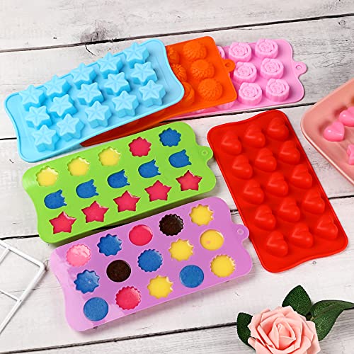 FIRETREESILVERFLOWER Flower Shape Chocolate Candy Molds Set, 6Pcs