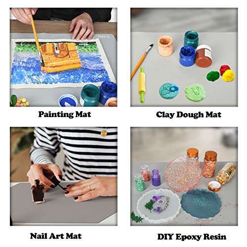 Sapid 2Pcs Thick Silicone Mat Crafts Large Silicon Sheet Resin Art Painting - color: Gray, size: 20"×27.9"