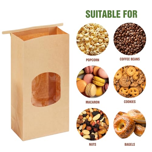 Moretoes 100pcs Medium Bakery Cookie Bags with Window, 4.7x2.5x9.6In - size: 4.7*2.6*9.6inch