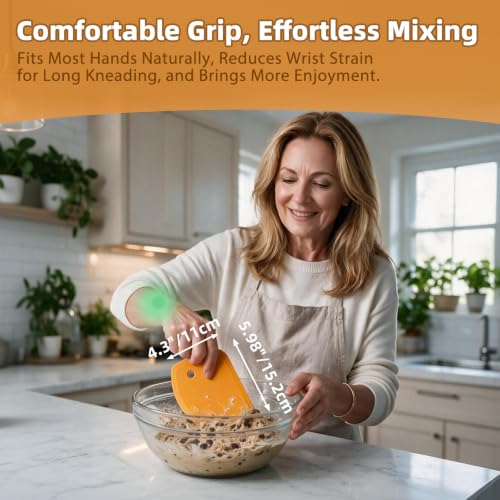 Sapid Flexible Curved Edge Silicone Bowl Scraper Dough Scraper Baking Bread - color: Orange