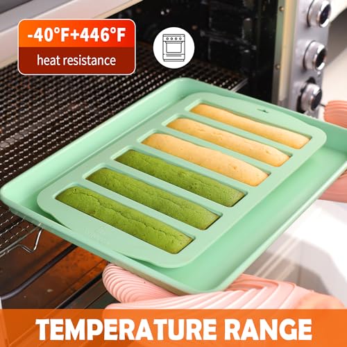 QELEG Granola Bar Mold, 2 Pcs 6-Cavity Rectangle, Green