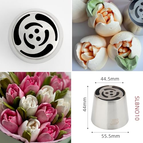 6 Pieces Extra Large Stainless Steel Marshmallow Flower Icing Tips Kit - color: SILVER SET18