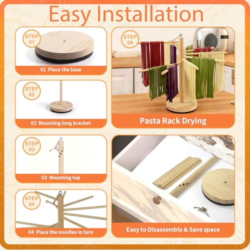 10 Pcs Pasta Making Tools, Pasta Making Kit with Pasta Drying Rack,2 Rolling Pins,Gnocchi Board,Pasta Cutting Tools,2 Ravioli Makers,Making Dumplings.All-in-One Pasta Making Accessories for Home - color: pasta rack 10 piece
