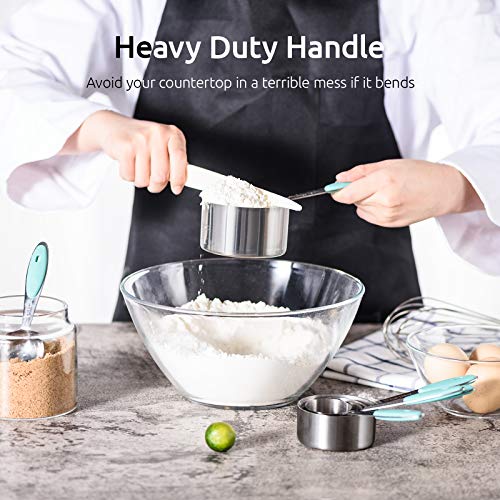 U-Taste Measuring Cups Spoons Set, 18/8 Stainless Steel, 10Pcs, Aqua Sky - color: Aqua Sky