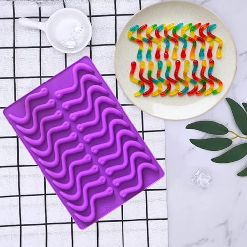 Gummy Candy Molds - Silicone Gummy Bear/Dinosaur/Hearts/Gummy Worm Mold with 2pcs Dropper,Non-stick and Bpa Free for Mini Candy Chocolate Gummies Baking - color: 4Psc Candy Molds