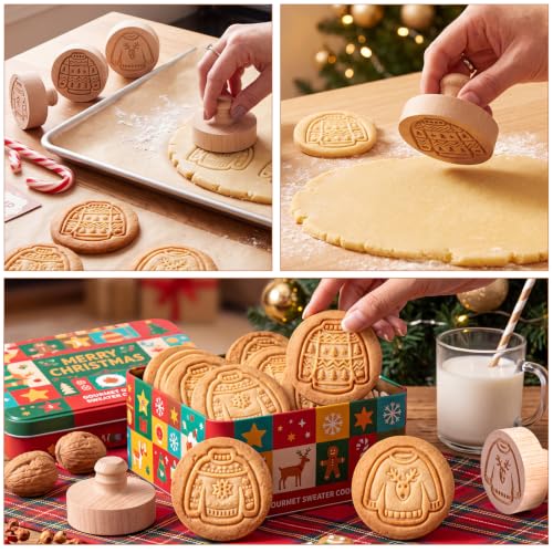 3 Set Ugly Sweater Cookie Stamps, 2.5" Springerle Molds - style: Ugly Sweater