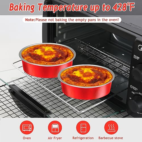 LNYZQUS 8oz Mini Pie Tins with Lids 50 Pack, 4 Inch Individual Cake Pans - color: Red