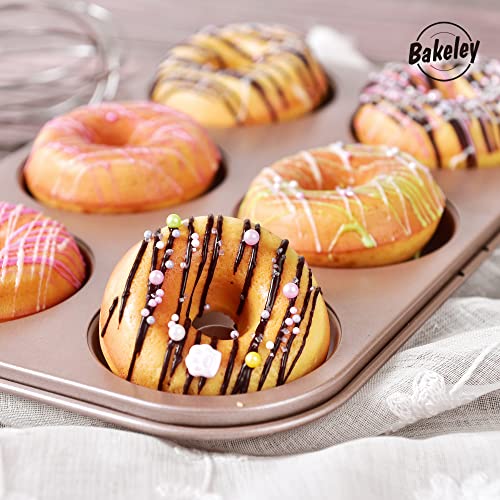 Donut Pan Cake Mold, 6-Cavity Non-Stick Ring Doughnut Bakeware for Oven Baking (Champagne Gold) - size: 6 Cavity Round