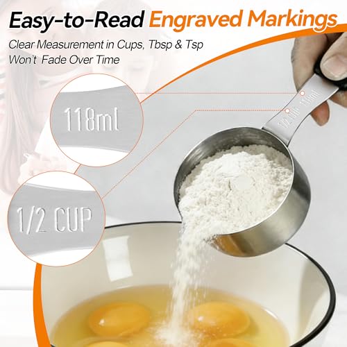 -BINGBING- Magnetic Measuring Cups and Spoons Set of 13, Stainless Steel