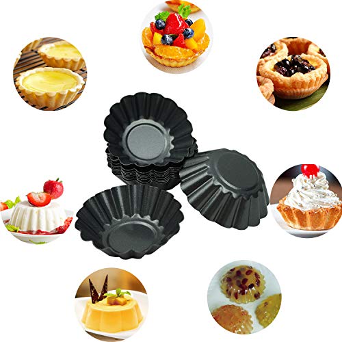 12 Pack Egg Tart Pan, Small Nonstick Carbon Steel Tartlet Tins - size: bigger 3"