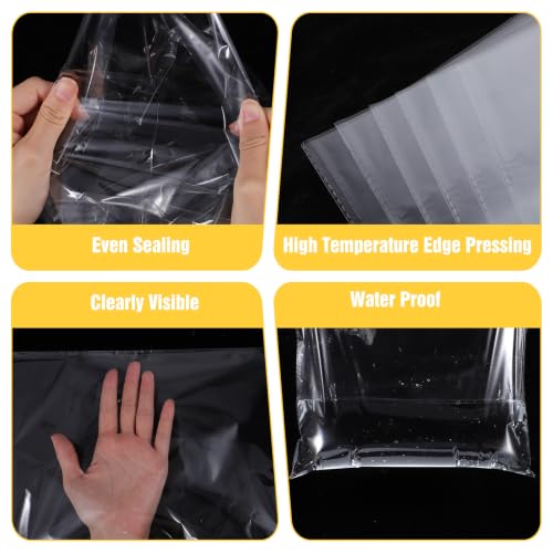 EIHPDEI 250Pcs Clear Gift Bags 12"x16" with 250Pcs Gold Twist Ties