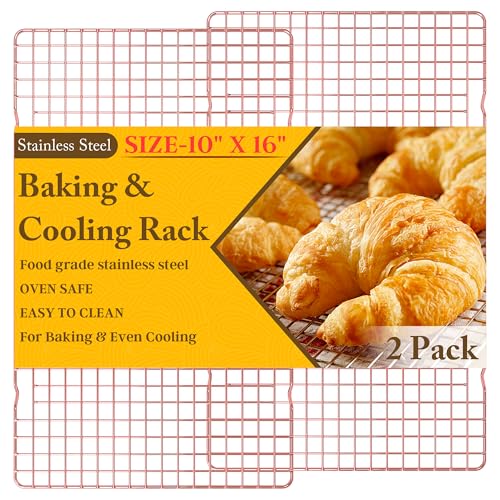 2 PCS Cooling Racks for Cooking and Baking, 10" x 16", Rose Gold - color: Rose Gold, size: 10‘’x16‘’-2PC