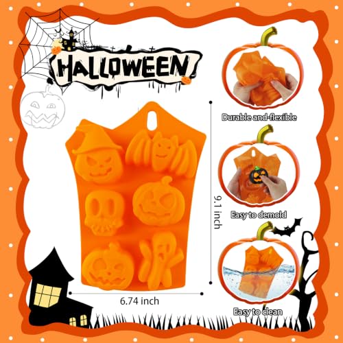 Halloween Silicone Cake Molds Pumpkin Skull Ghost Chocolate Mold - color: Orange