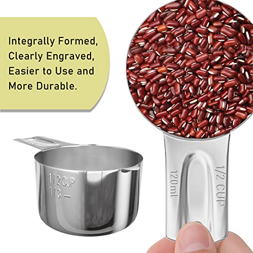 1PCS 1/2CUP(120ml, 4oz) Measuring Cup, 18/8 Stainless Steel Measure Scoop - size: 1/2cup|120ml|4oz