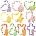 Yaocom 10 Pcs Multicolor Easter Cookie Cutter Set Large Bunny Cookie Cutter with Chick Carrot Egg Rabbit Holy Cross Daisy butterfly Shapes with Storage Box for Easter Spring Holiday Baking Gift - style: Easter Style