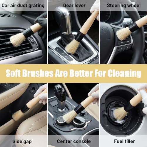 10 Pack Detailing Brushes, Parts Cleaning Brush Set for Auto Engine, Car Detailing, Wheels, Air Vents, Engine Bay Cleaner Tool with ABS Handle, Engine Cleaning Brushes for Tight Spaces