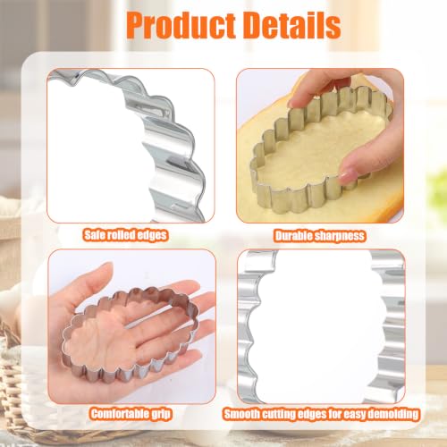 4 Pcs Scalloped Cookie Cutter Set, Assorted Sizes, 5, 4, 3, 2 Inch